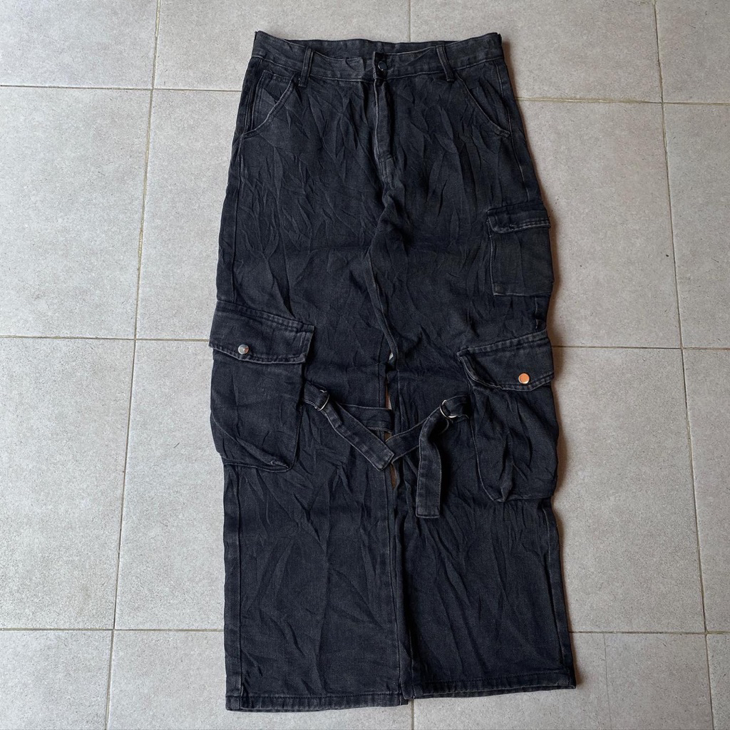 Cargo MultiPocket Cuake*p**ppp Puolll Cuakep Cakep Hitam Jeans Baggy Y2K Jeans