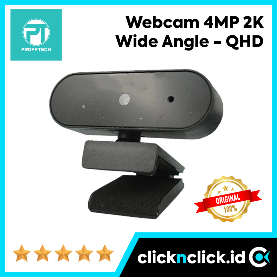 PROFFTECH 4MP - Webcam USB 2K QHD Wide Angle Microphone Web Kamera Camera External Eksternal HD Mic 