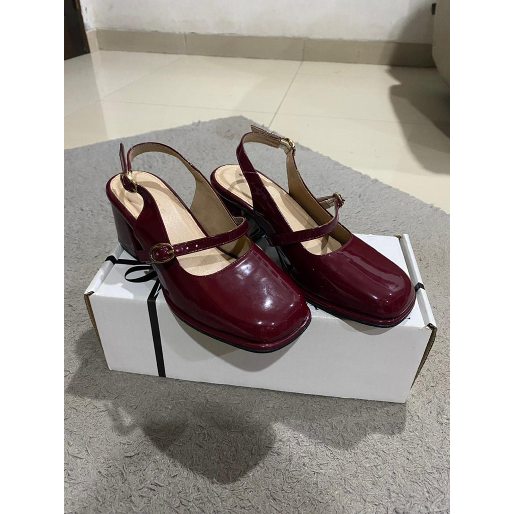 Heels Wanita - Jasville Topaz - sepatu mules Block Heels Preloved