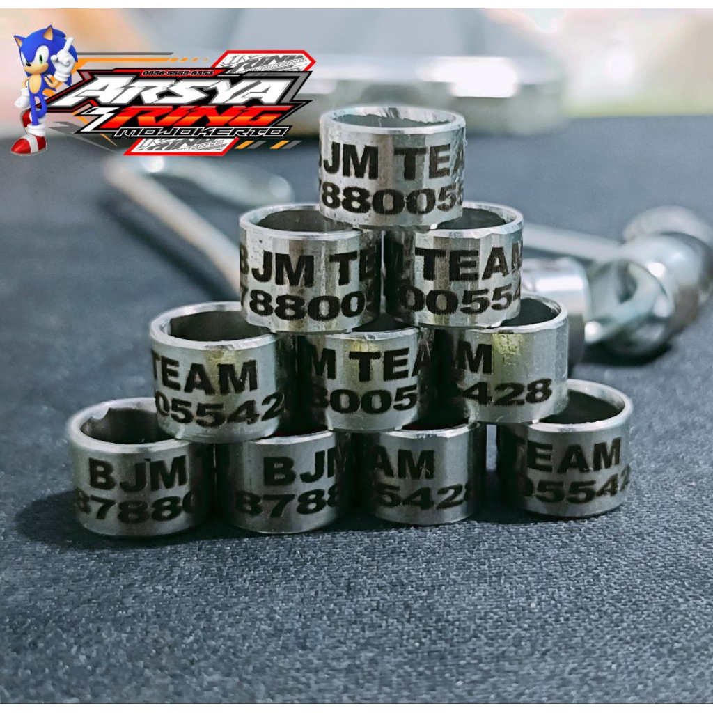 GELANG MERPATI/RING MERPATI BAJA LASER CETAK NAMA ISI 25 BIJI