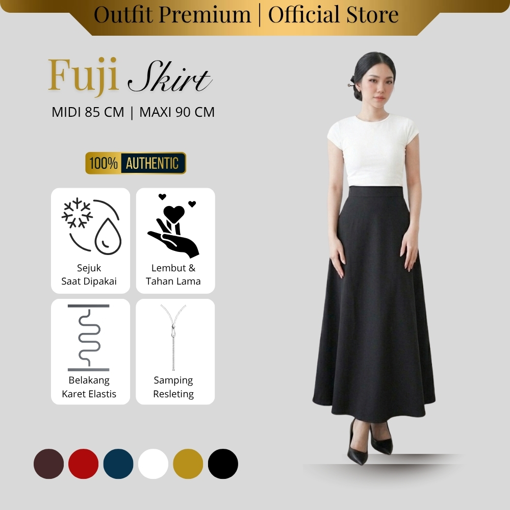 Severli FUJI Midi Maxi Skirt | Rok Kerja Kuliah Wanita | Rok Wanita Korean Style Formal Casual