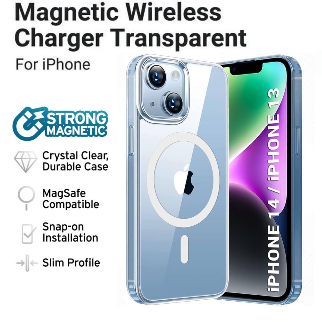 Case Iphone 13 14 Magsafe Clear Case Magnetic Wireless Charger Hardcase Drop Protection