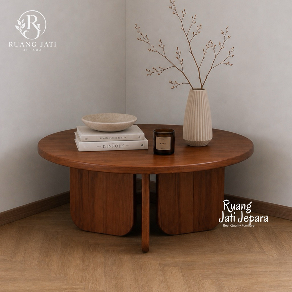 Coffee Table Jati | Meja Tamu Bulat | Ruang Jati Jepara Estetik | Meja Tamu Minimalis | Coffee Table