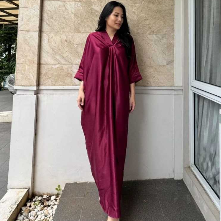Kaftan Polos Satin Velvet Premium Wanita- Kaftan Pesta, kondangan