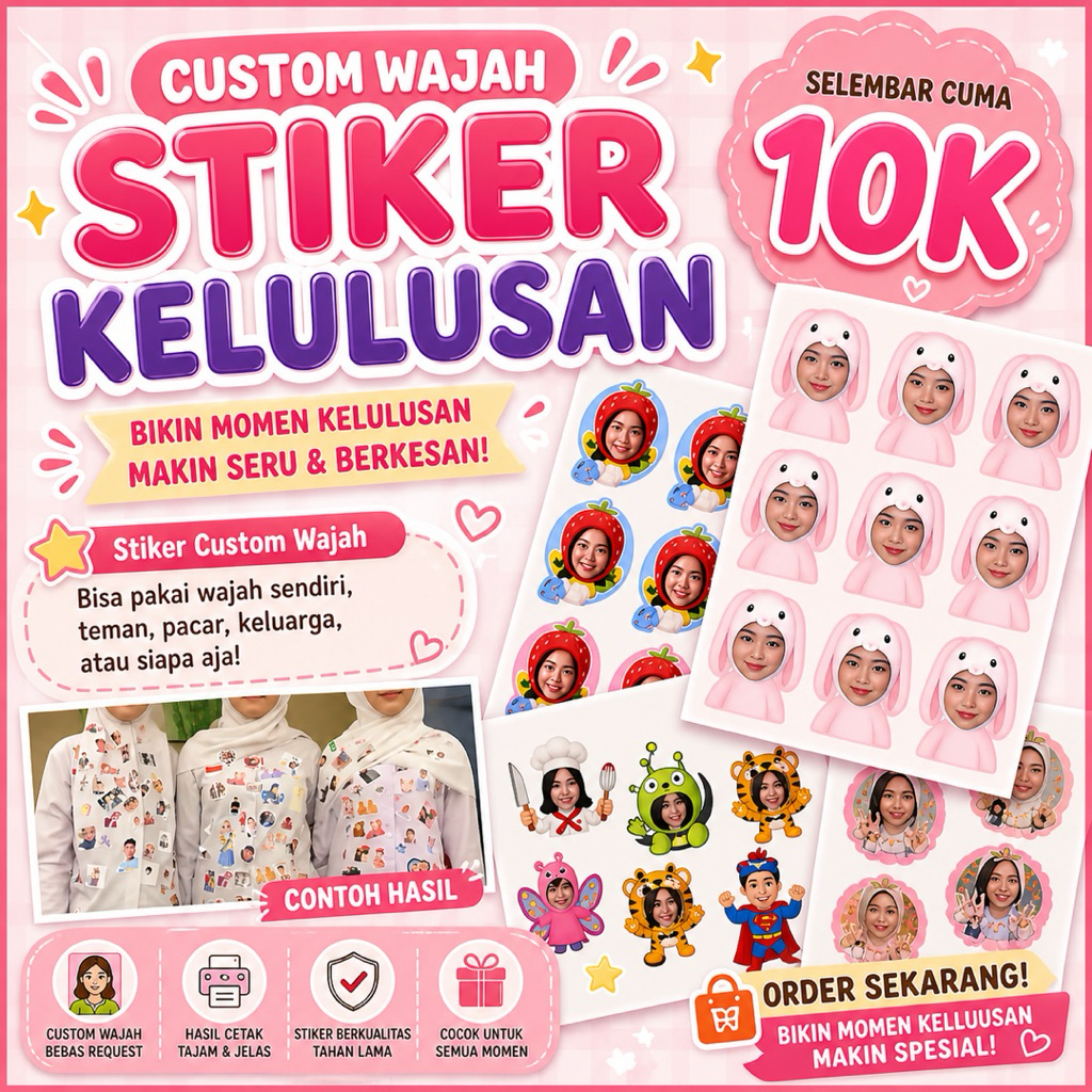 Stiker Cutting Kelulusan Custom Wajah