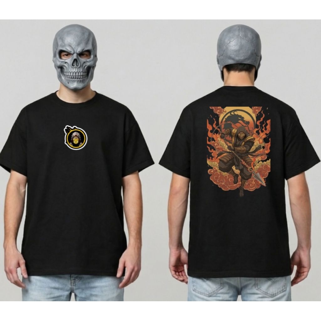 GG's - Tshirt | Black t-shirt pria wanita Vintage retro Mortal Kombat Scorpions