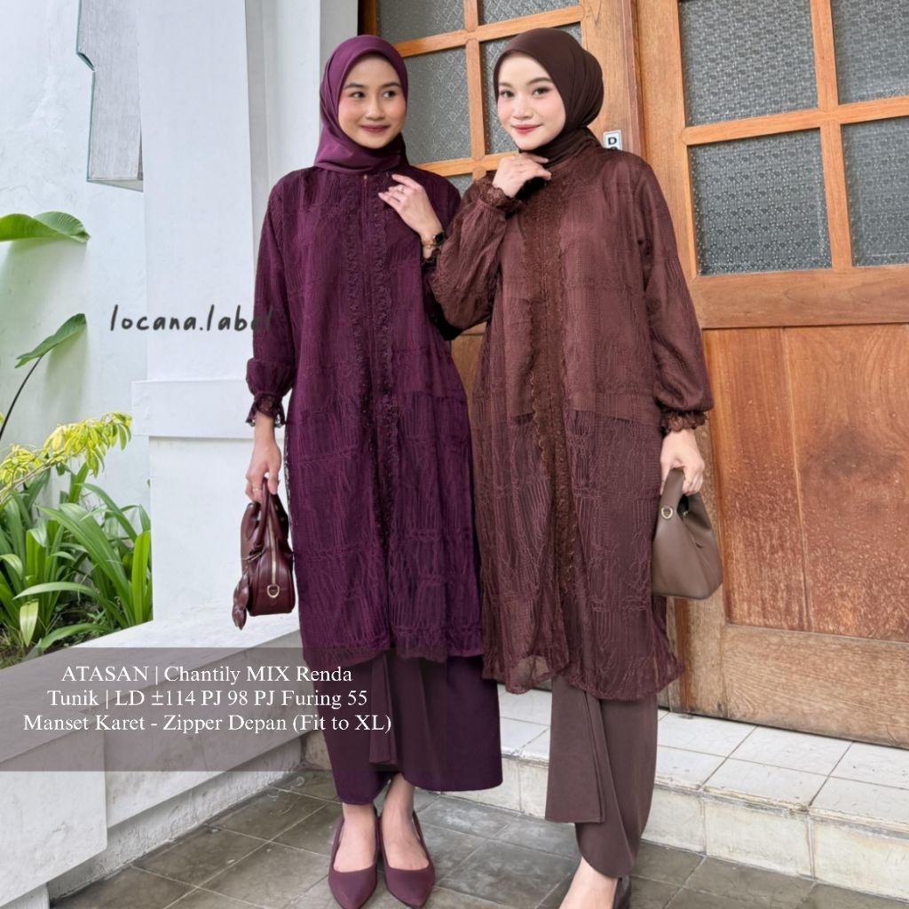LOCANA (READY STOCK) Malay Tile Tunik Saja Zelea Allsize Tulle Brukat Kondangan Wisuda Bridesmaid LC