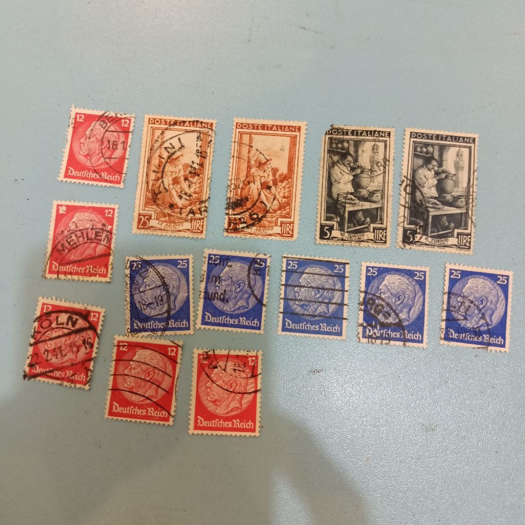 14 biji perangko prangko used vintage kuno Deutches Reich Belanda