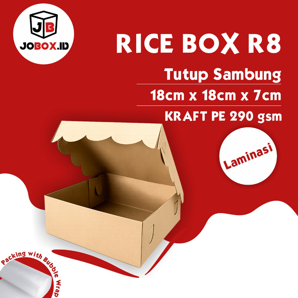 Dus Nasi Kotak Nasi 18 x 18 Tutup Sambung Kraft  / Kardus Makanan / Box Nasi Kotak / Box Nasi / Kard