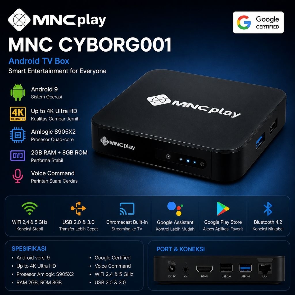 STB ANDROID BOX PLAYB0X MNC PLAY VISI0N+ UNLOCK FULLSET SIAP PAKAI