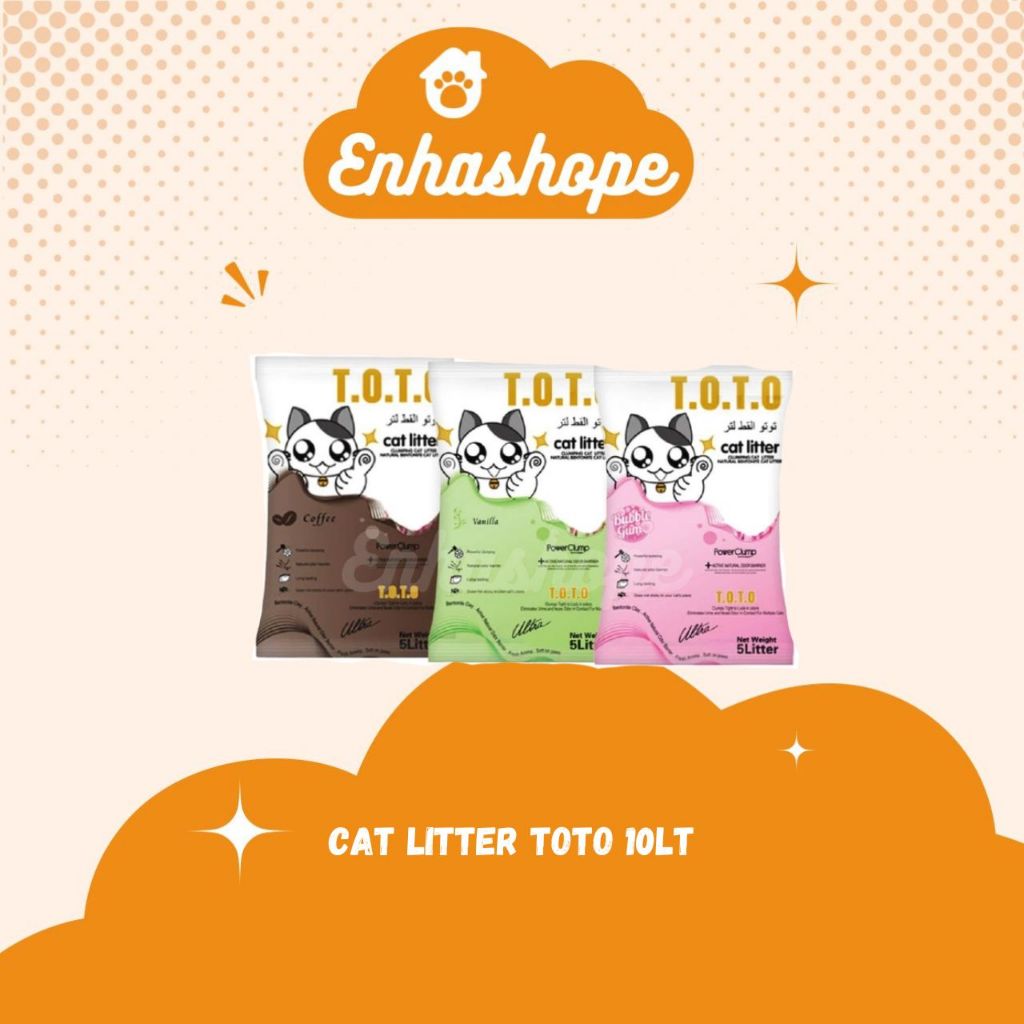 TOTO Cat Litter 10 Liter - Pasir Wangi Kucing, Pasir Gumpal Kucing