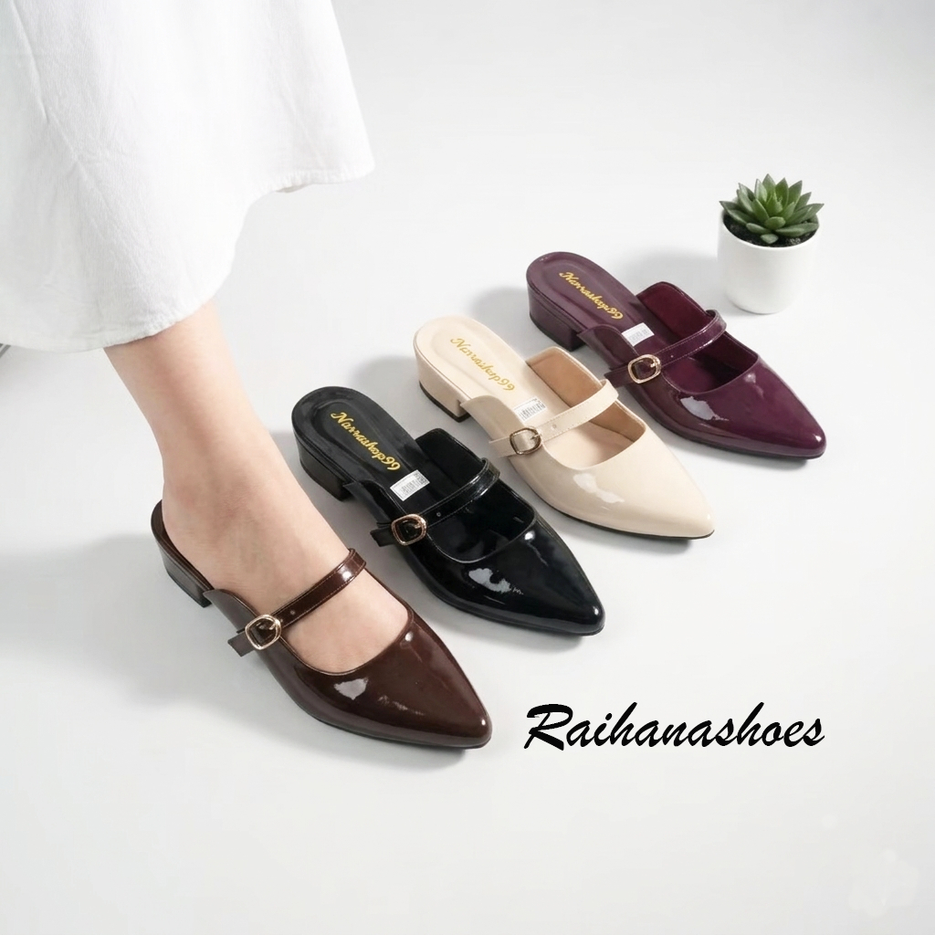 Raihana shoes Sandal Mules wanita hak 3cm