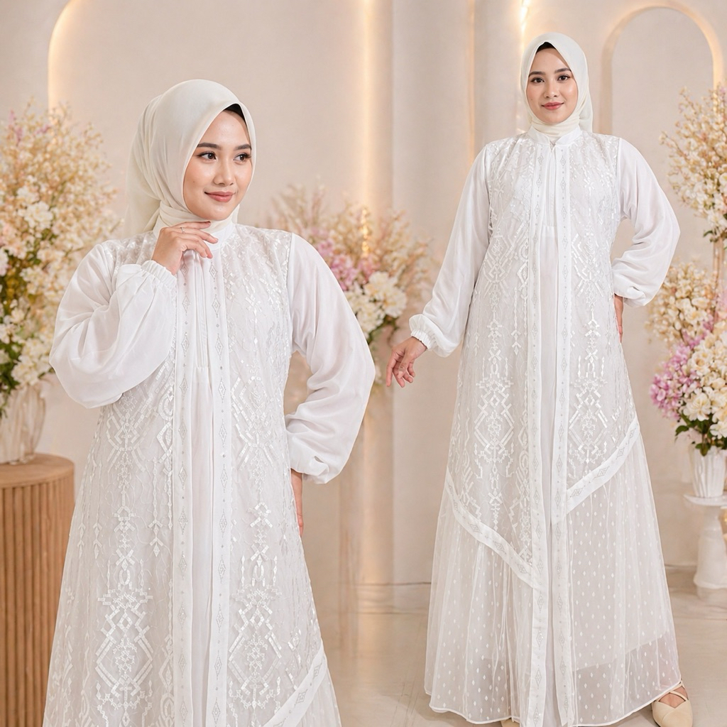 Gamis Ceruty Baby Doll Khusus Putih Spesial Edisi Hari Raya Iedul Adha