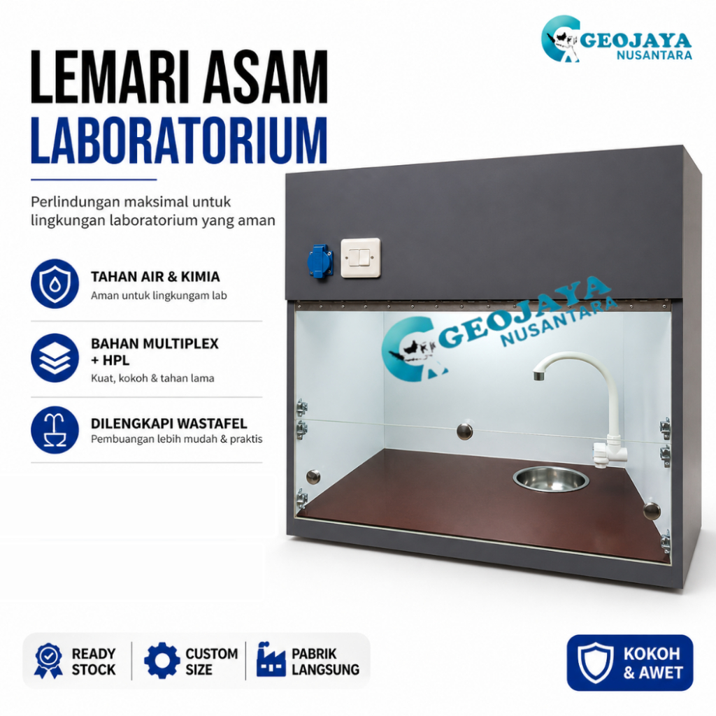 Lemari Asam Laboratorium HPL Mini Fume Hood Top Table HPL Ekonomis