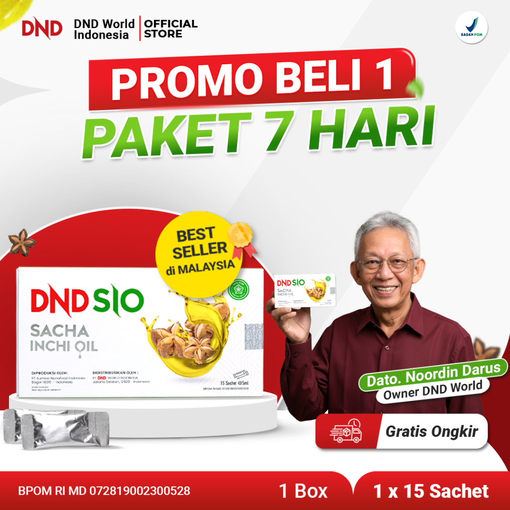 DND SIO - Minyak Sacha Inchi 75ml - Bantu Lancarkan Peredaran Darah - 15 Sachet - Dr Noordin Darus