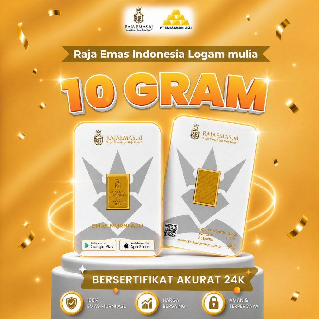 Emas Murni Asli Emas Logam Mulia 10 Gram Bersertifikat Resmi