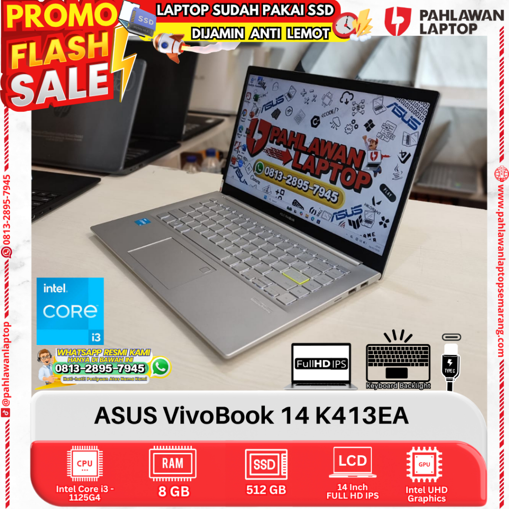 LAPTOP ASUS VivoBook 14 K413EA Core i3 GEN 11 RAM 8GB SSD 512GB