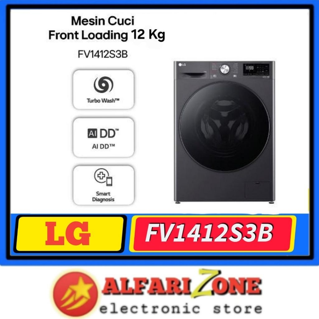 LG FV1412S3B mesin cuci LG front loading 12 Kg INVERTER FV1412 Mesin cuci LG 12kg