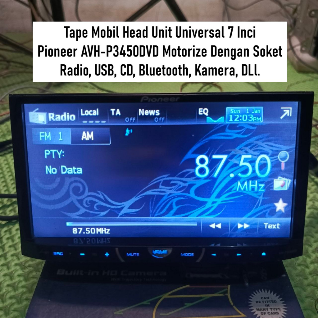 PIONEER Motorize Head Unit Radio Universal Mobil | AVH-P3450DVD | Dengan Soket | Sudah Bluetooth