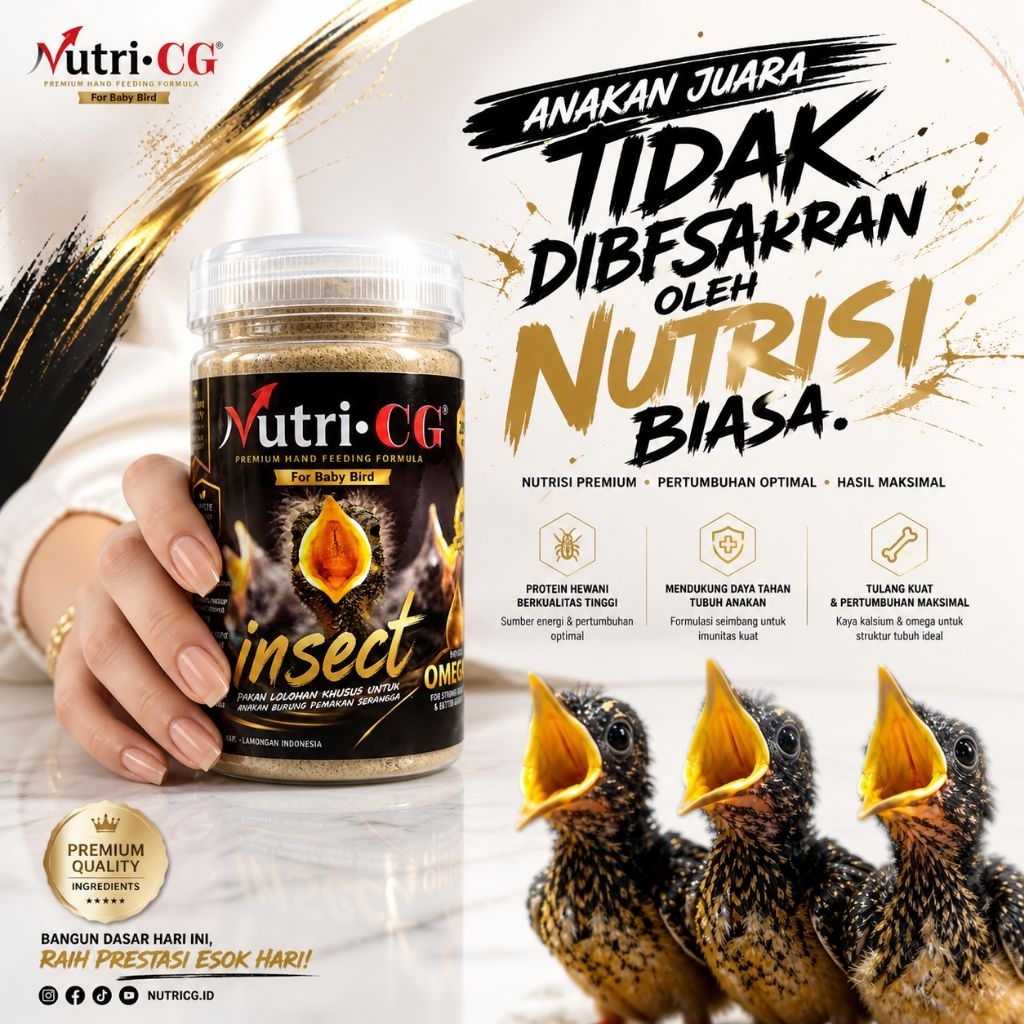 NutriCG Insect (Pakan Loloh Anakan Burung Pemakan Serangga) Murai Batu, Cucak Rowo, Branjangan, dll
