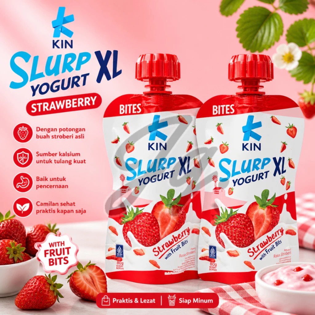 KIN Yogurt Slurp XL Strawberry 80gr