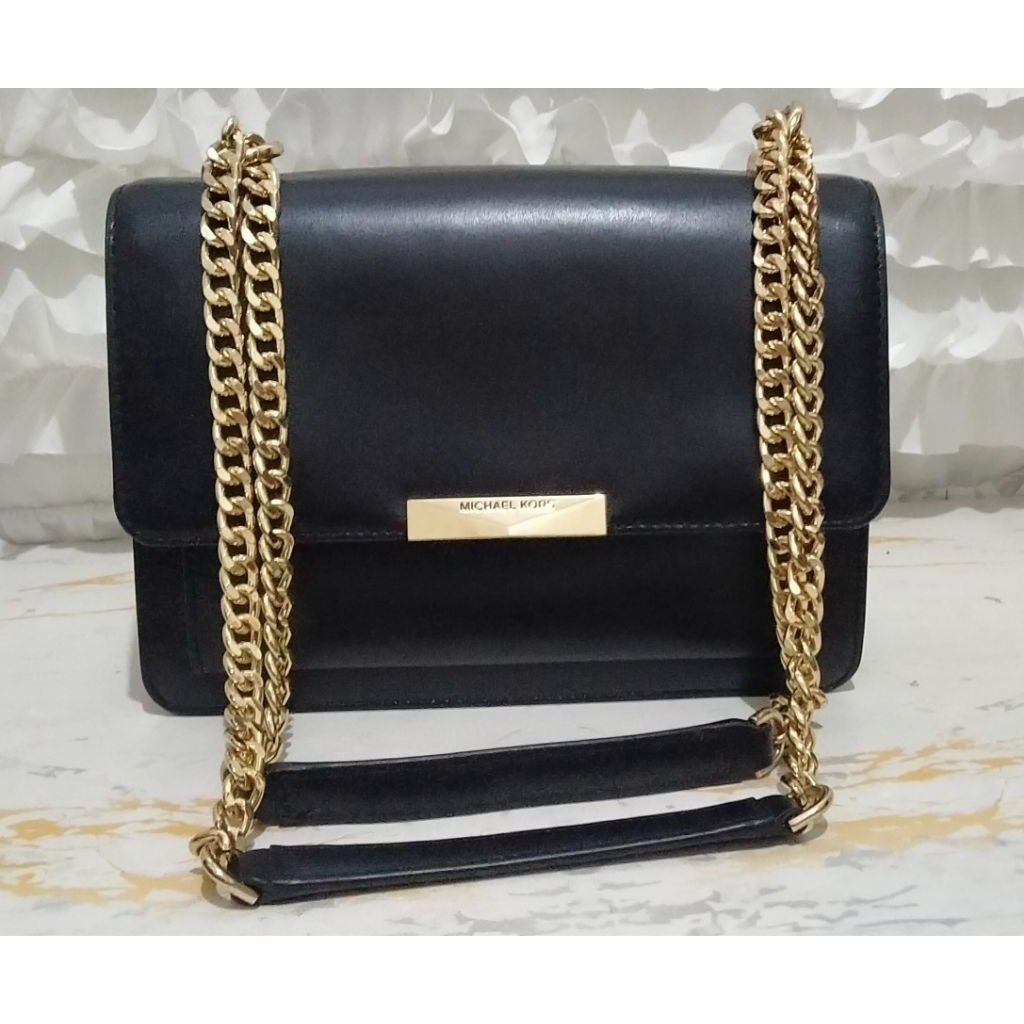 tas  MK Michael Kors Jade large crossbody bag, selempang rantai kulit asli