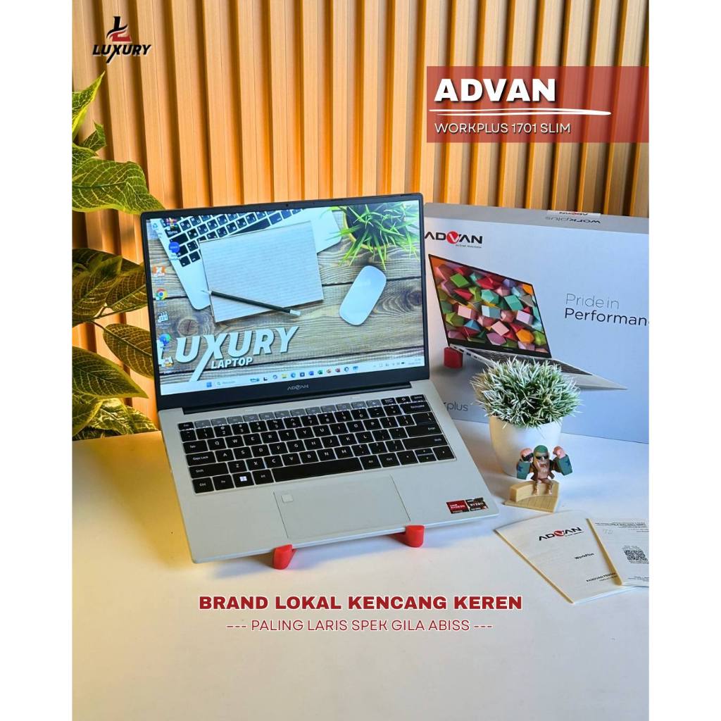 LAPTOP ADVAN WORKPLUS 1701 SLIM AMD RYZEN 5 SSD 512GB RAM 16GB BACKLIGHT FINGERPRINT SECOND
