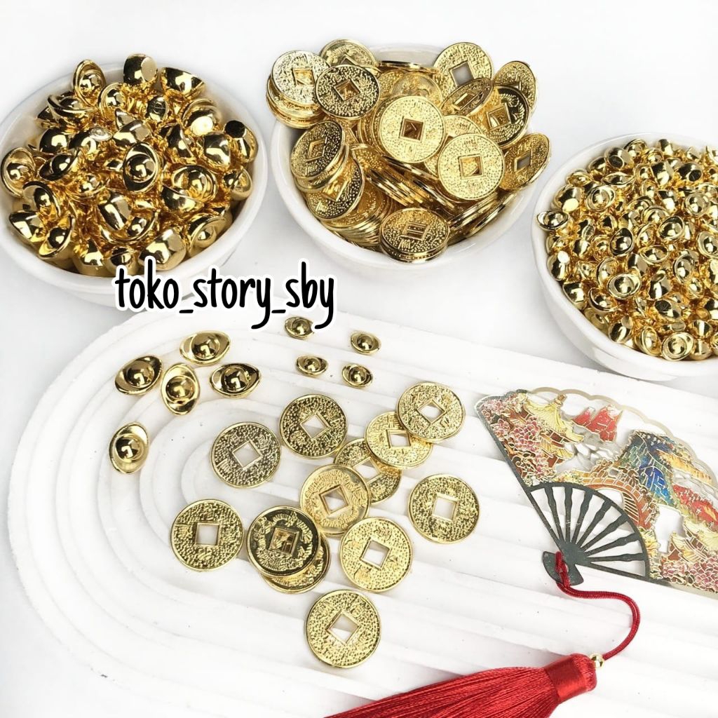 10GRAM - AKSESORIS IMLEK EMAS KOIN YENPAO MINI /KOIN CINA PLASTIK/KOIN YUANBAO MINI  DEKORASI CHINES