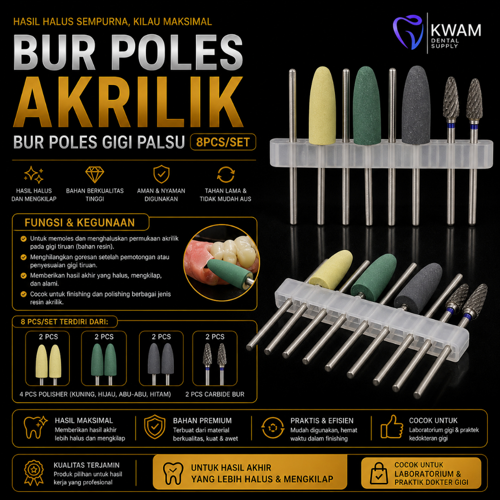 Bur Poles Akrilik/Bur Poles GIgi Palsu 8Pcs/set