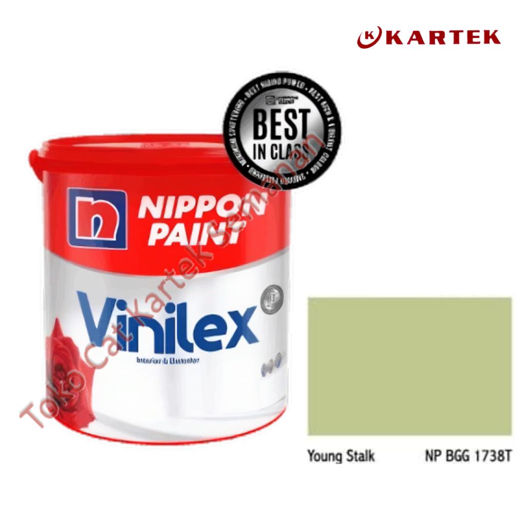 Nippon Paint Vinilex YOUNG STALK NP BGG 1738T Cat Tembok Interior Eksterior Hijau Kekuningan 1kg 5kg
