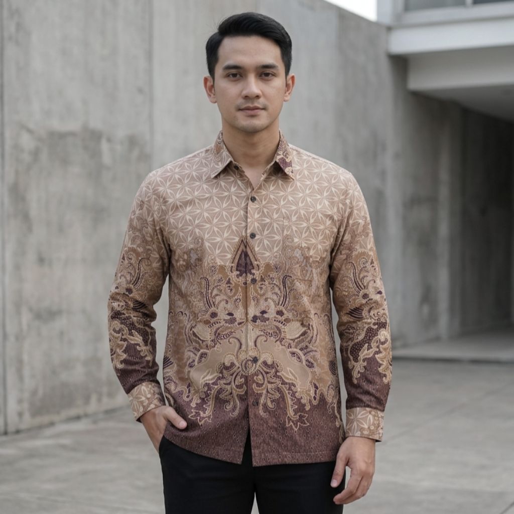 Batik Pria Lengan Panjang Coksu Katun Reguler Fit Modern – Seragam Batik Kantor Dan Kondangan - Alfi