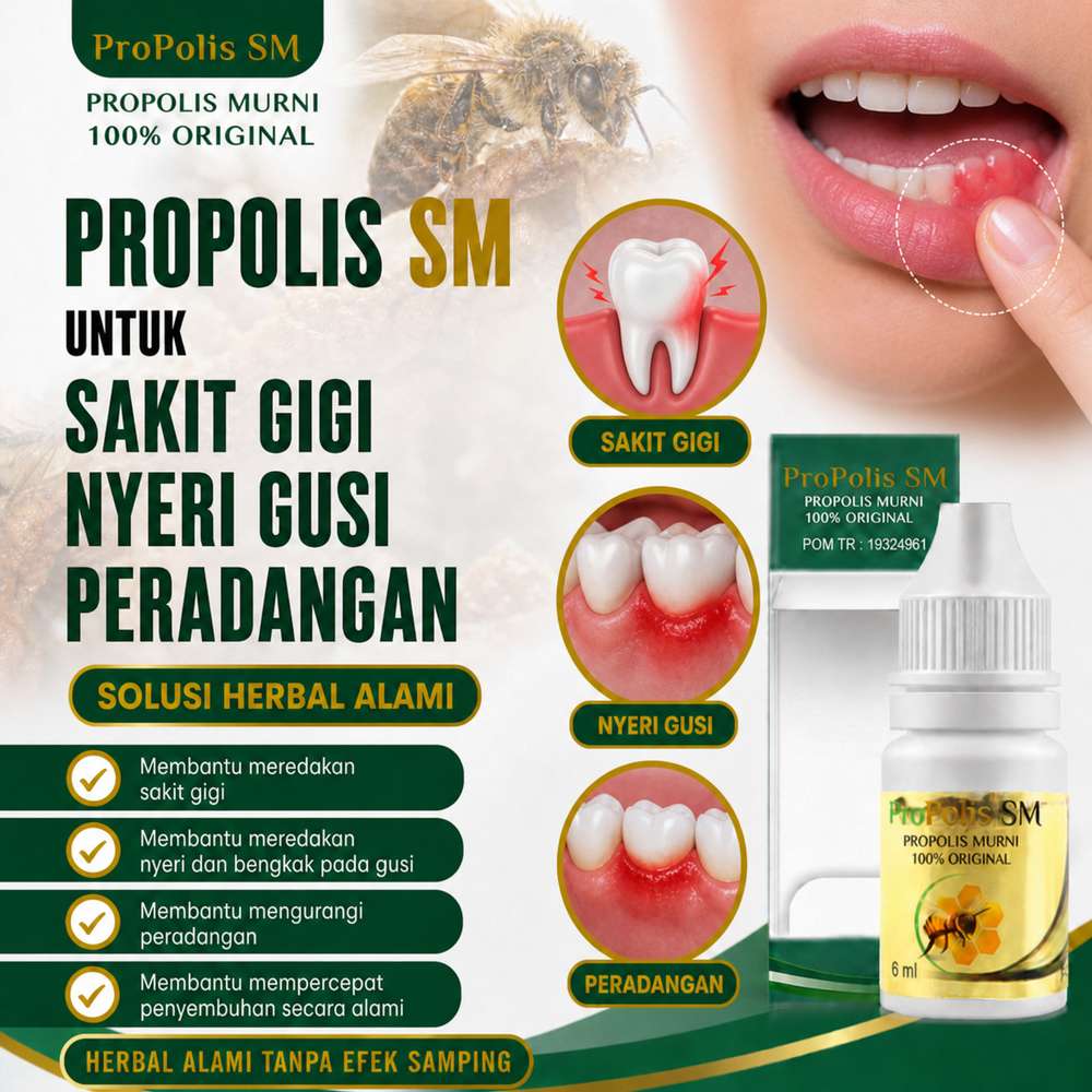 Obat Penghancur Gigi Berlubang , Gigi Ngilu , Gigi Berlubang Hitam | PROPOLIS SM 100% ASLI