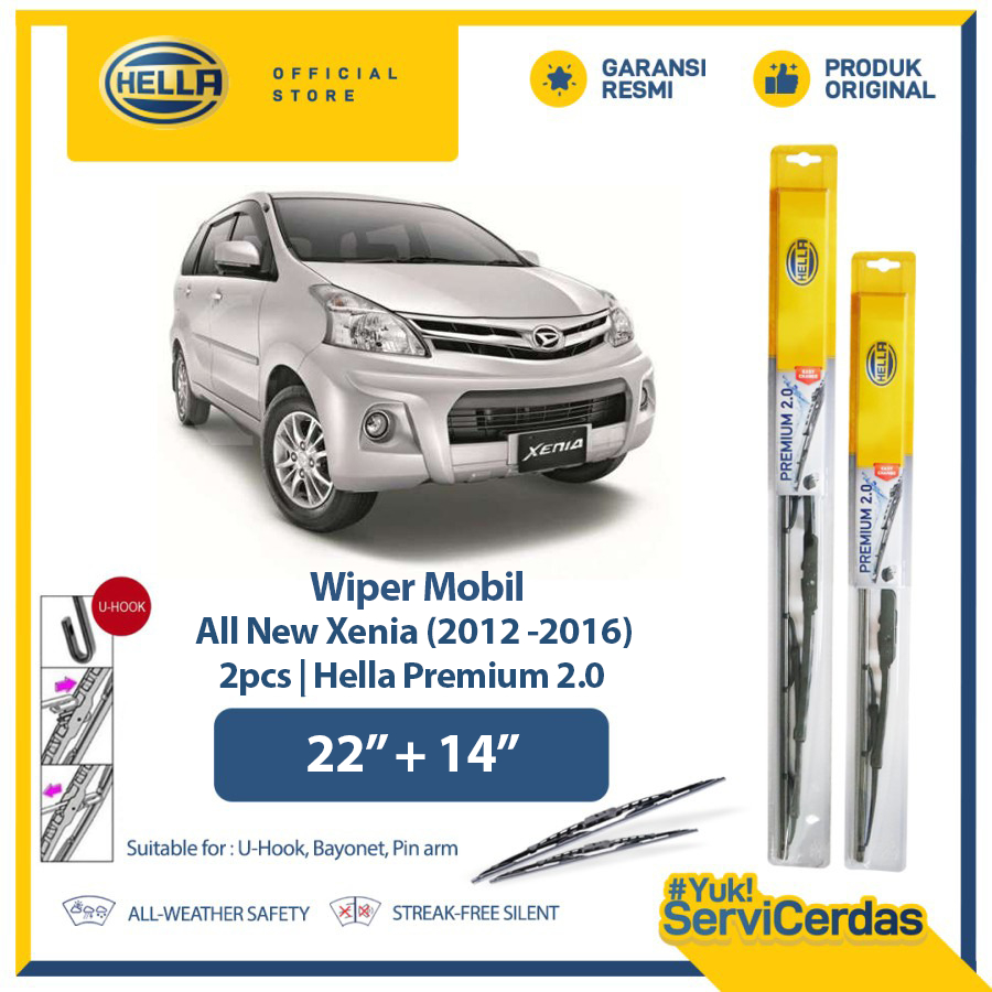 Wiper Mobil TOYOTA All New Xenia 2012 - 2016 22” + 14” (2pcs) - HELLA Premium 2.0