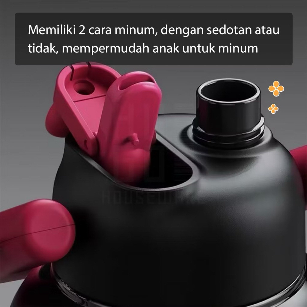 BOTOL ANAK LUCU UNIK 800ml BPA FREE ANTI BOCOR METALIK BULAT BAHAN PLASTIK PREMIUM