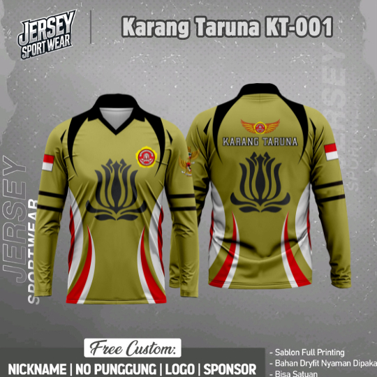 Baju Jersey Karang Taruna KT-001/PASKIBRA Custom Dryfit Premium – Kaos Organisasi Lengan Panjang & P