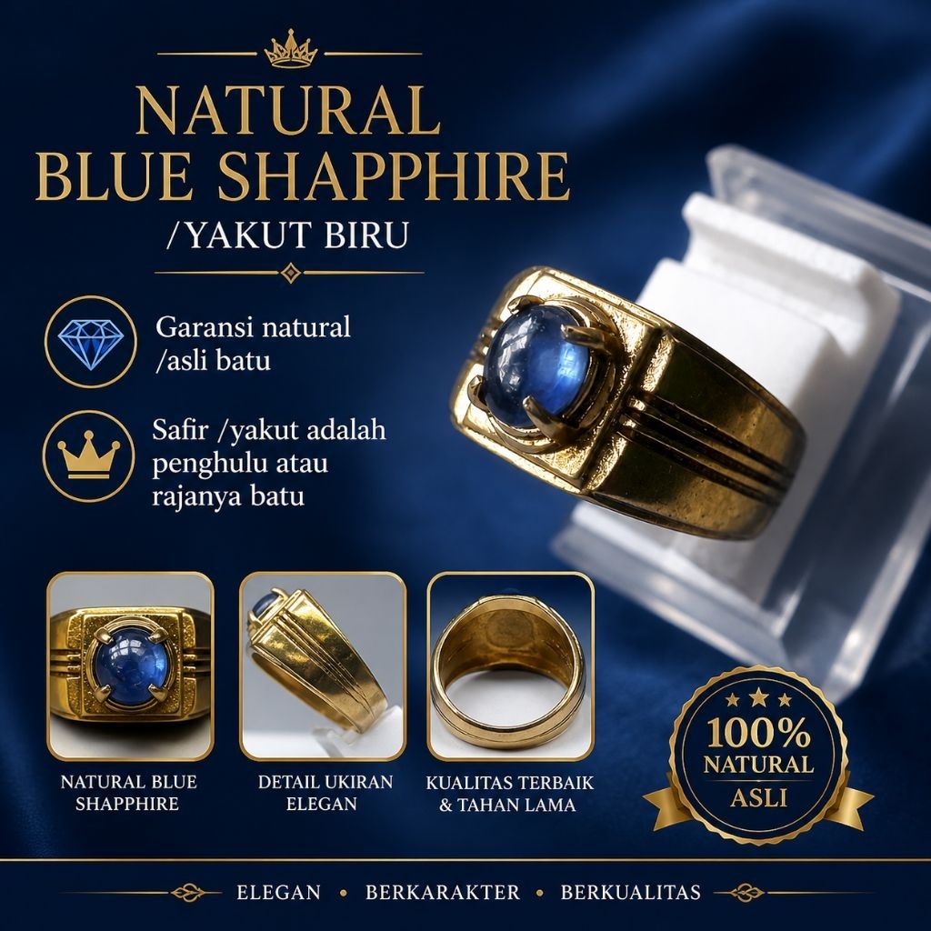 Batu yakut asli yakut biru natural bertu4h