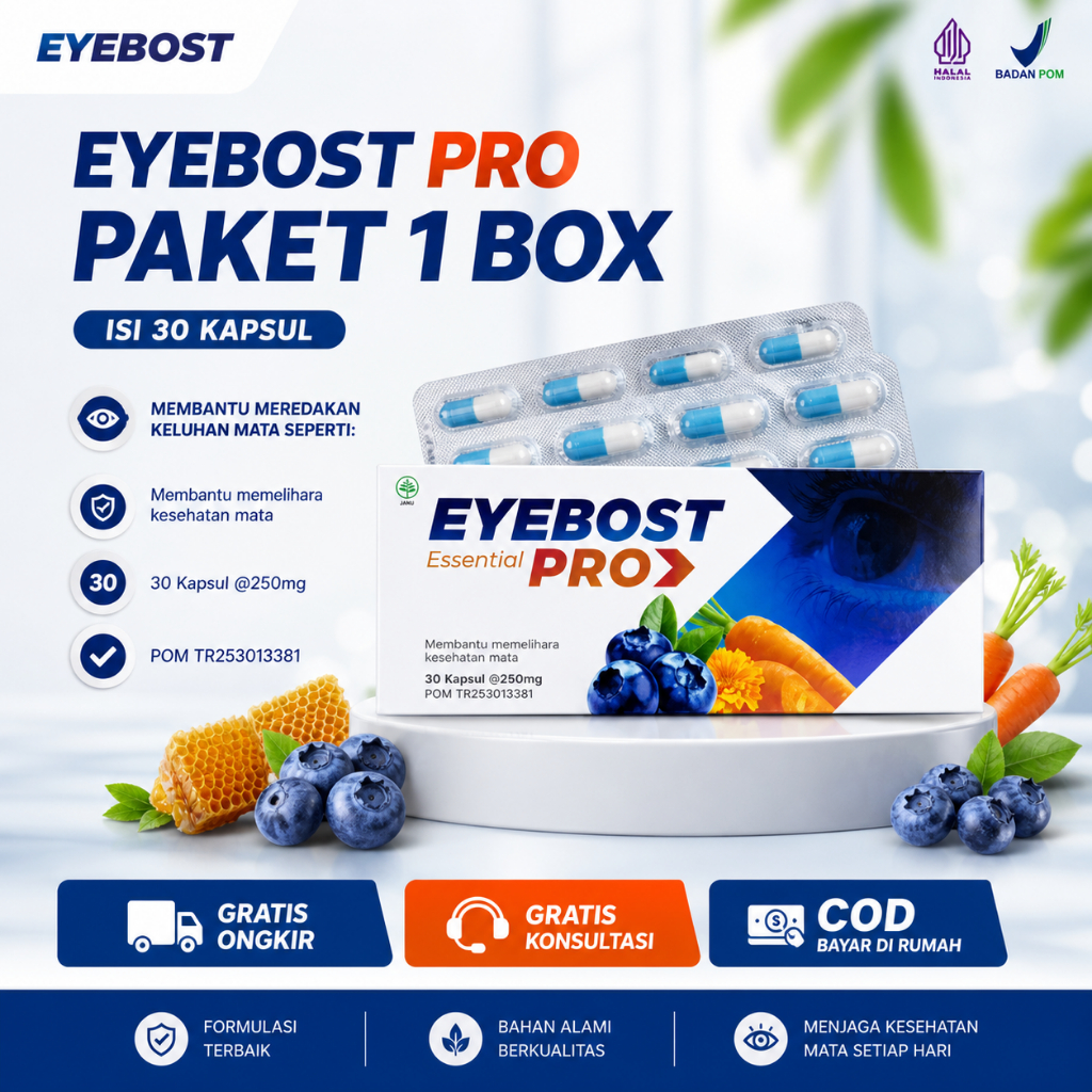 Eyebost Pro Suplemen Mata Minus Buram Plus Katarak Vitamin Obat Mata Herbal Isi 30 Kapsul