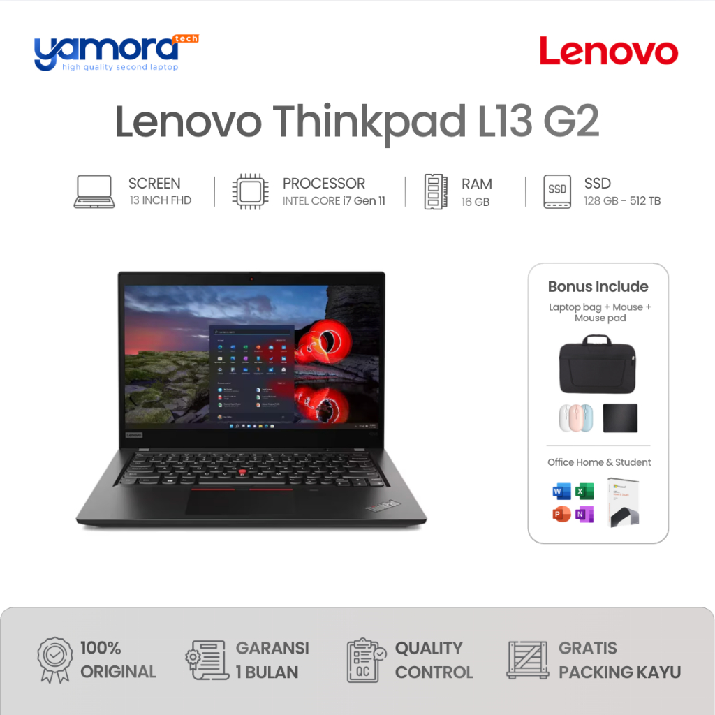 Lenovo Thinkpad L13 Gen 2 Core i7 Gen 11 Ram 16GB SSD 512GB NVMe Intel Iris Xe Graphics