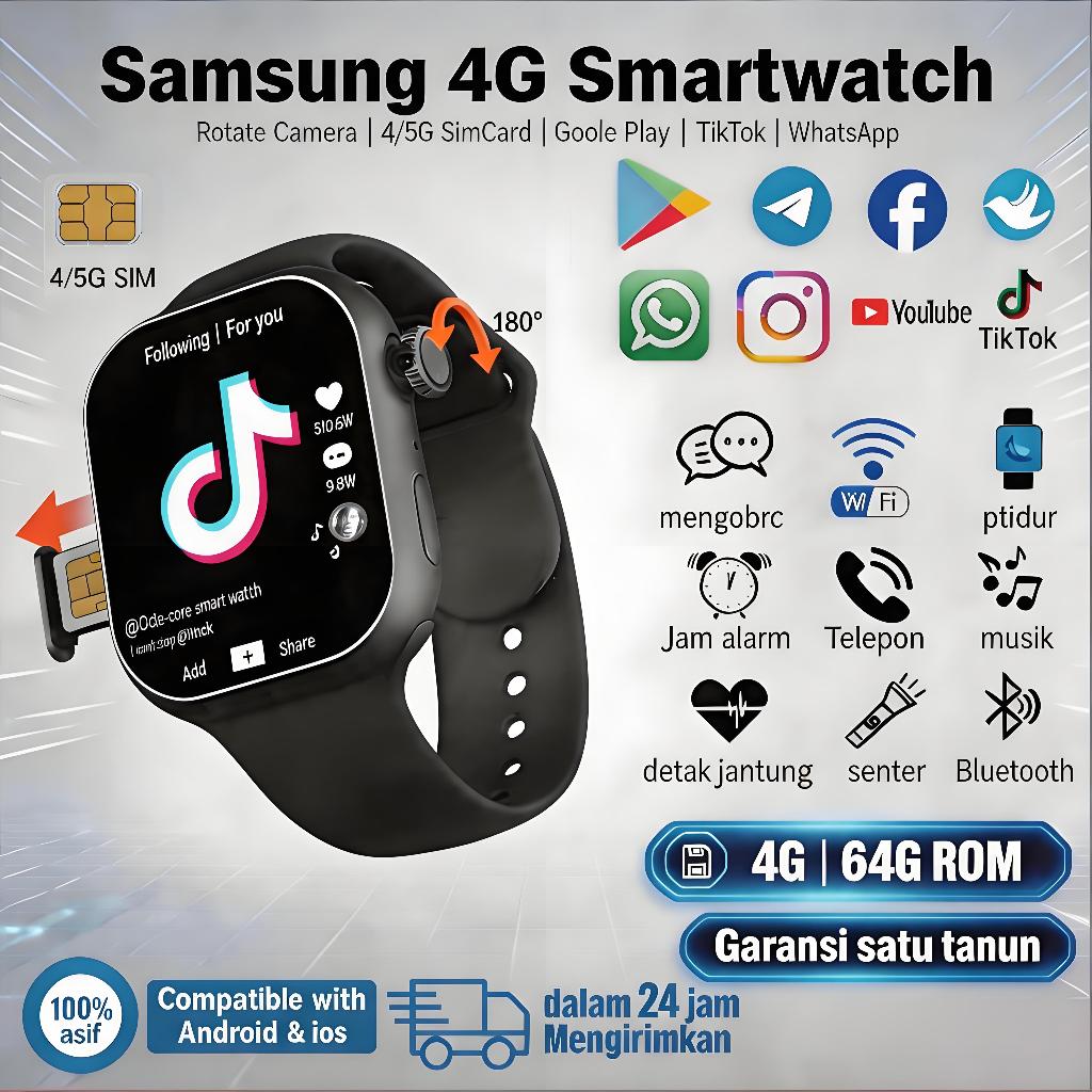 [4G/5G SIM card slot] Samsung SmartWatch 360° Kamera Bisa Video Call 4GB RAM+64GB ROM iWatch Series 