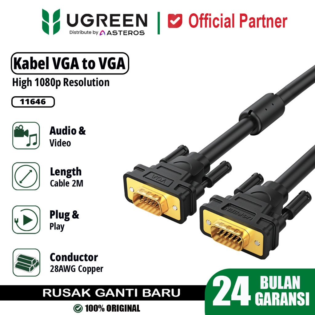 Kabel UGreen 11646 VGA Male to Male 2Meter - Kabel Vga 11646