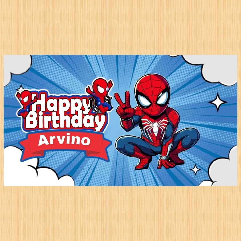 Spanduk SPIDERMAN banner spanduk banner ultah anak background SPIDERMAN custom backdrop ulang tahun 