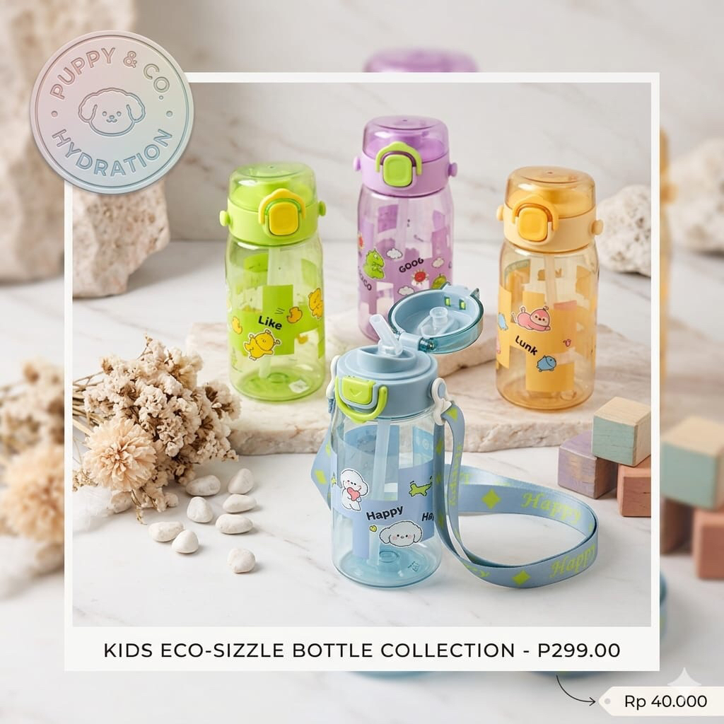 Botol Minum Anak Karakter Tipe Sedotan 580ml Free Gantungan Tali | Botol Minum Anak Cowok Cewek