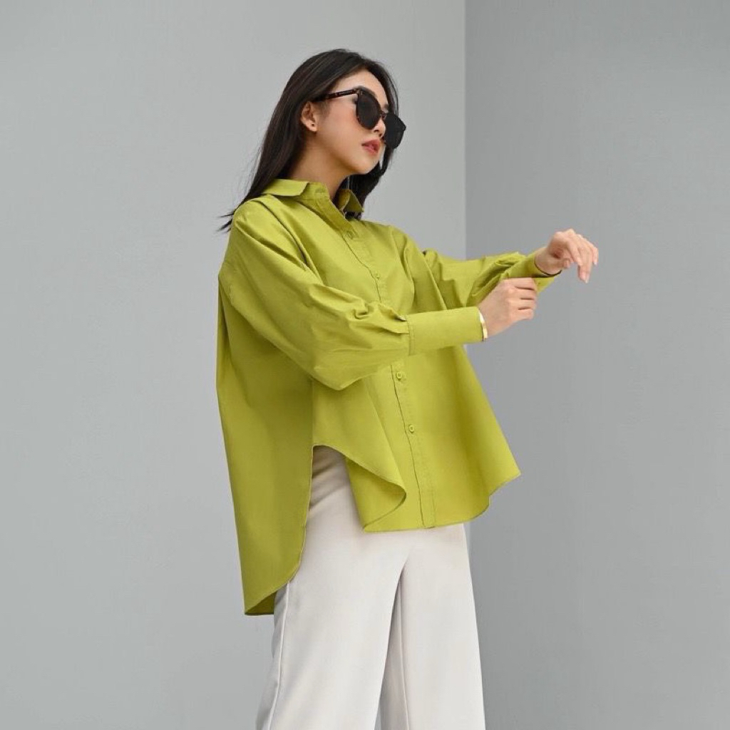 PRELOVED - GAUDY KATUN SHIRT LEMON