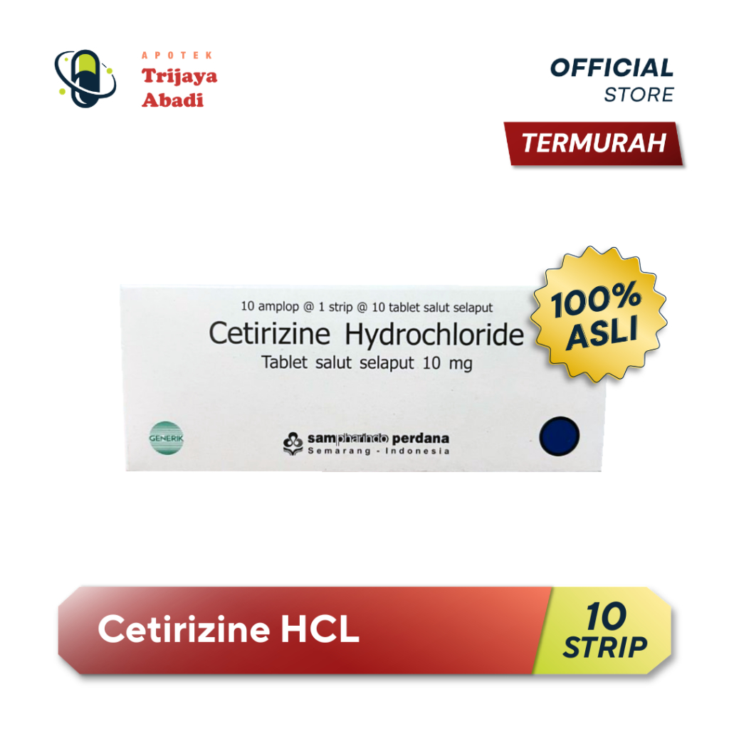 Cetirizine HCL Tablet Box isi 100 Tablet Sampharindo