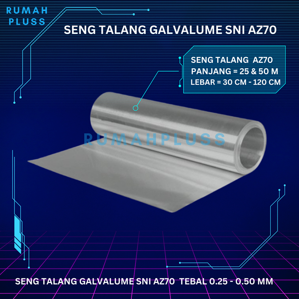 Seng Galvalum SNI AZ70 100 cm 0.30 mm Area Jabodetabek