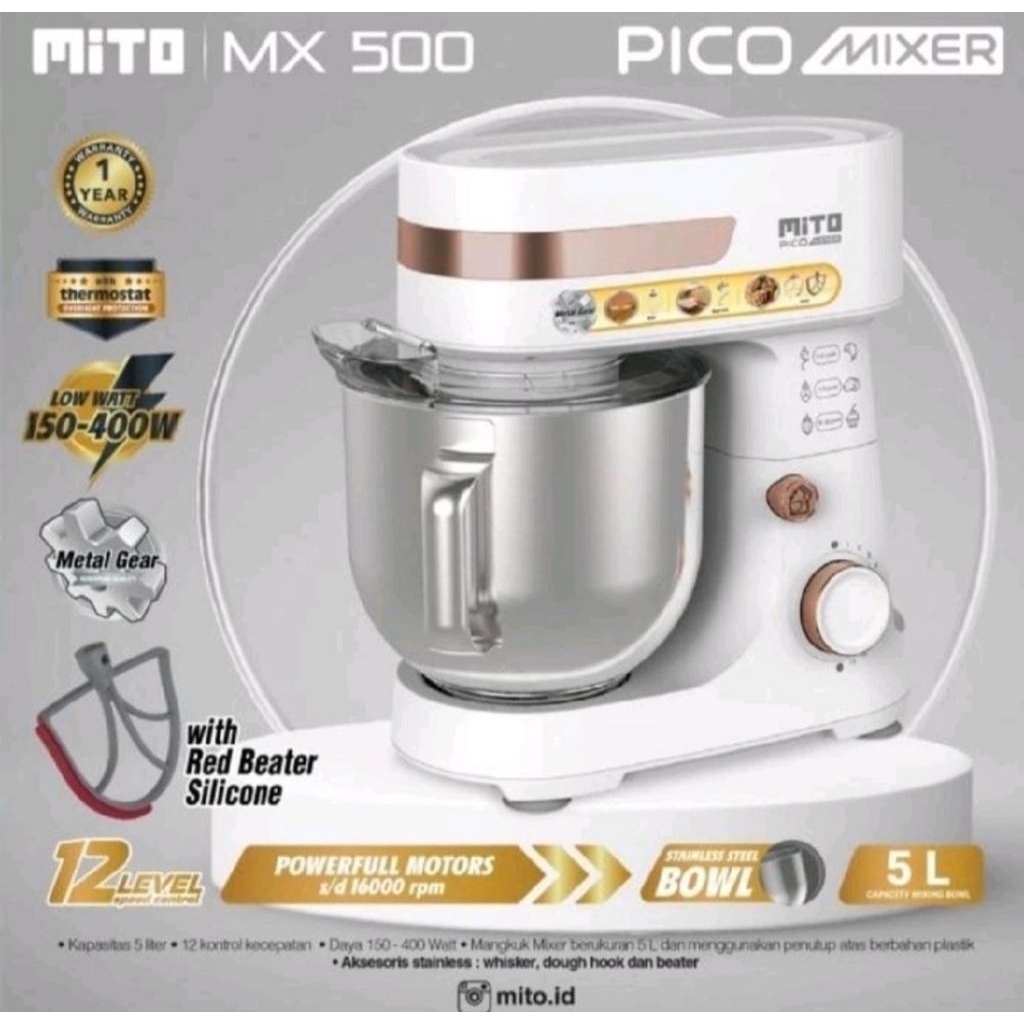 MITO MX-500 STAND MIXER PICO 5 LITER HITAM
