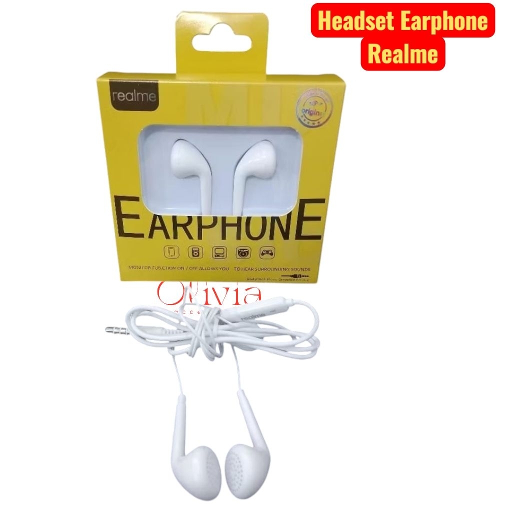 Headset Branded Realme Original Earphone Full Bass