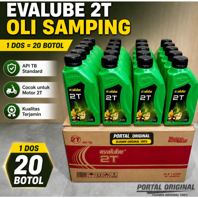 1 Dos Oli Evalube 2T isi 20 botol 0,7L Pro Oil dus Samping Motor 2 tak 0,7 racing wangi hijau kuning