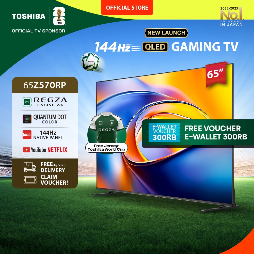 Toshiba TV 65" 4K UHD Gaming 144Hz AI Smart TV - Dolby Vision IQ + Atmos Regza ZRi 2.1 Surround Nati