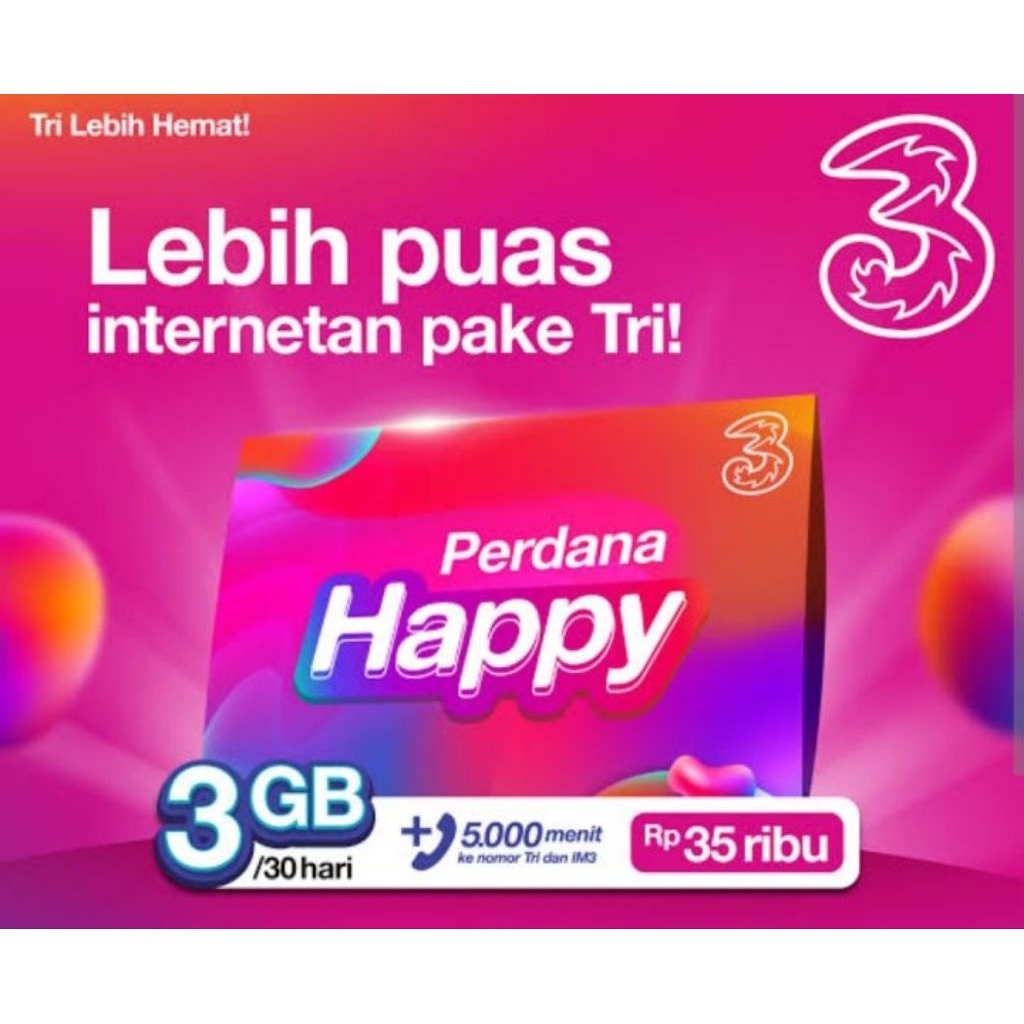 Kartu Perdana TRI Tampa Kouta Tampa pulsa | Kartu 3 Murah
